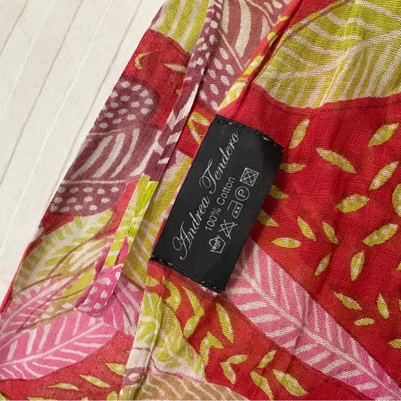 Andrea Tendero 100% Cotton Multicolored Allover Print Rectangle Scarf - Picture 3 of 4